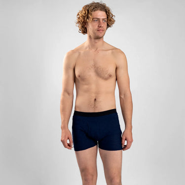 mens antibacterial boxer w fly color navy blue