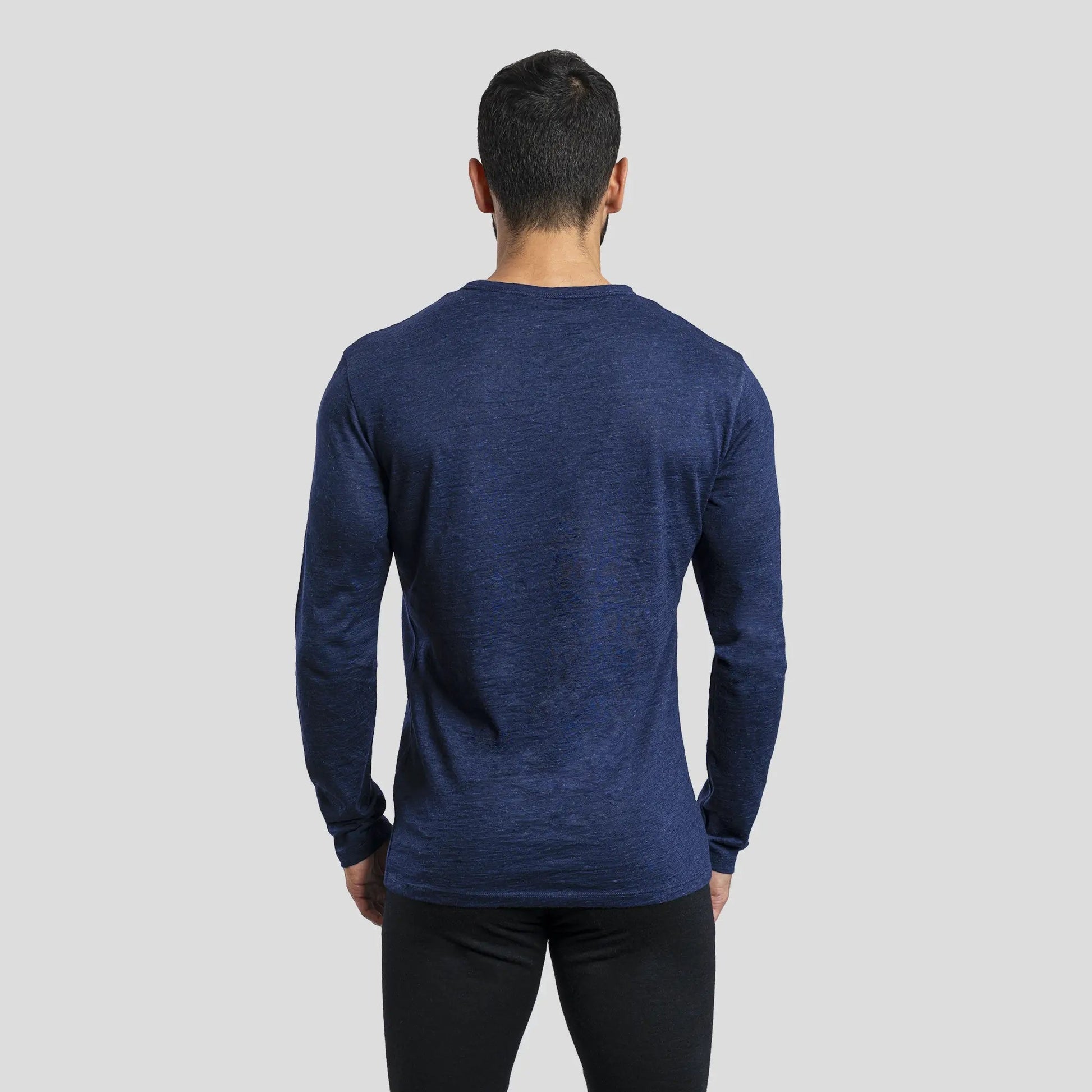 Men's Alpaca Wool Long Sleeve Base Layer: 160 Ultralight color Navy Blue