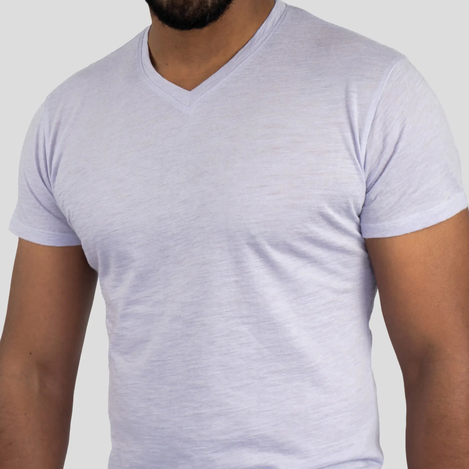 Men's Alpaca Wool T-Shirt: 160 Ultralight V-Neck color Lilac