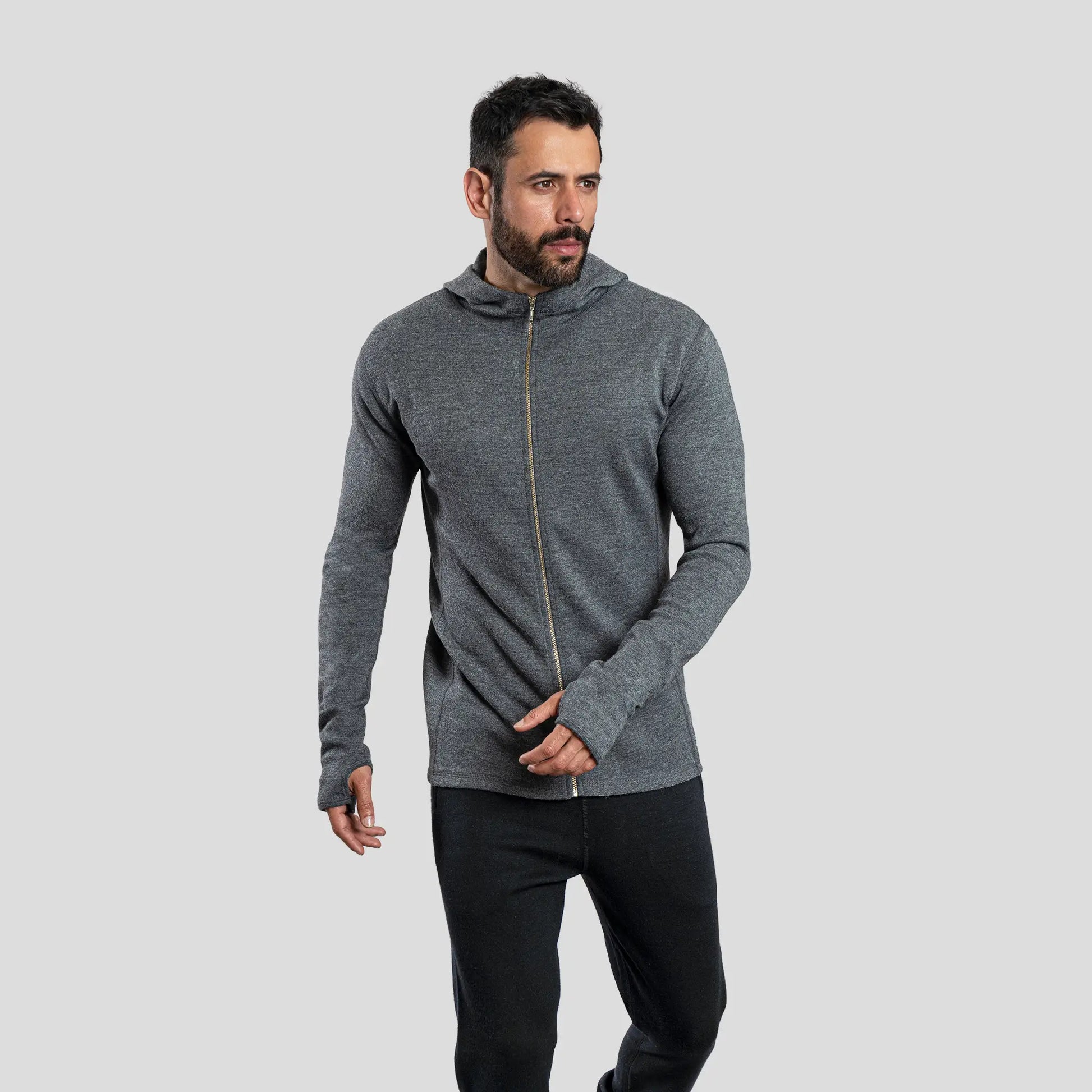 mens all purpose hoodie jacket full zip color gray