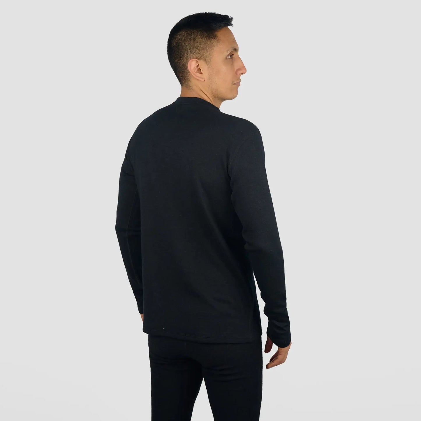 mens alpaca sweater single origin lightweight color black