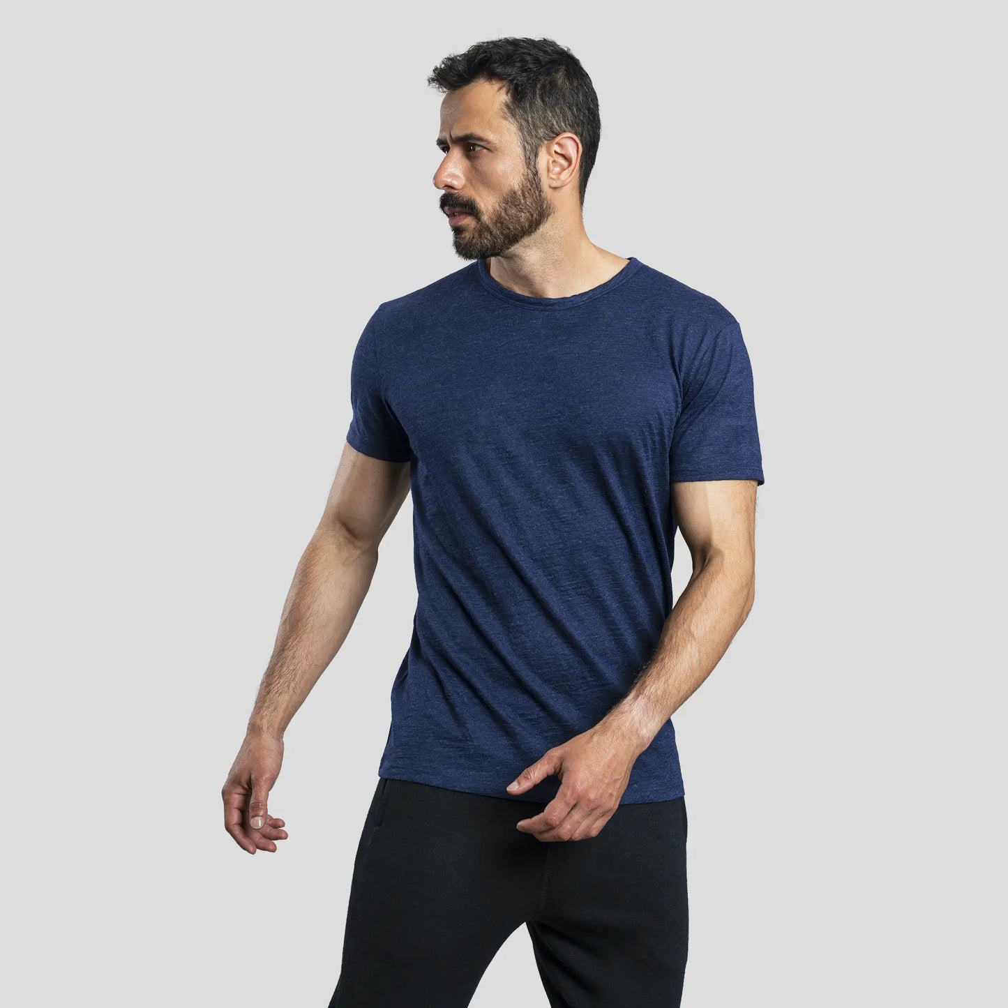 mens ecological tshirt crew neck color navy blue