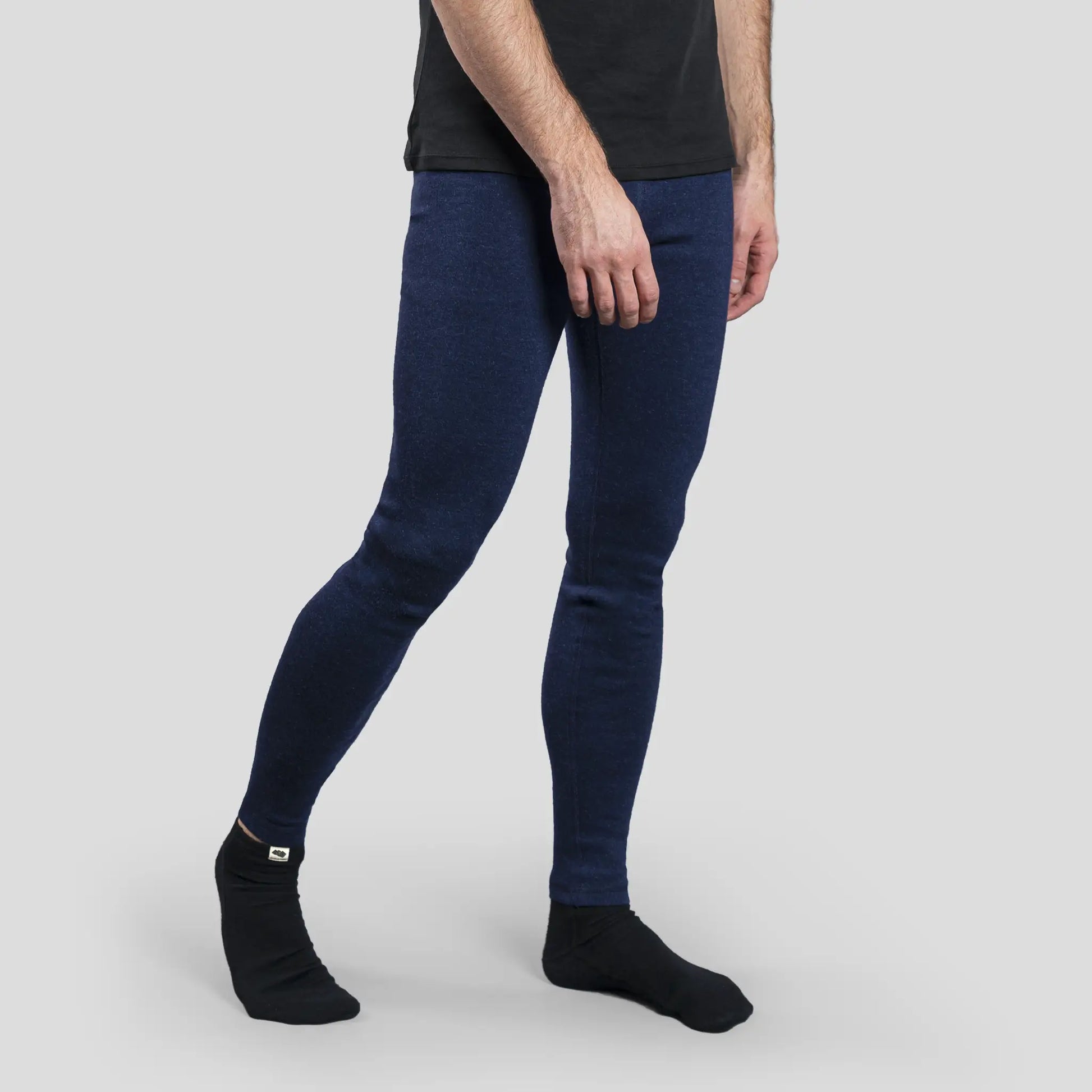 Men's Alpaca Wool Leggings: 420 Midweight color Navy Blue