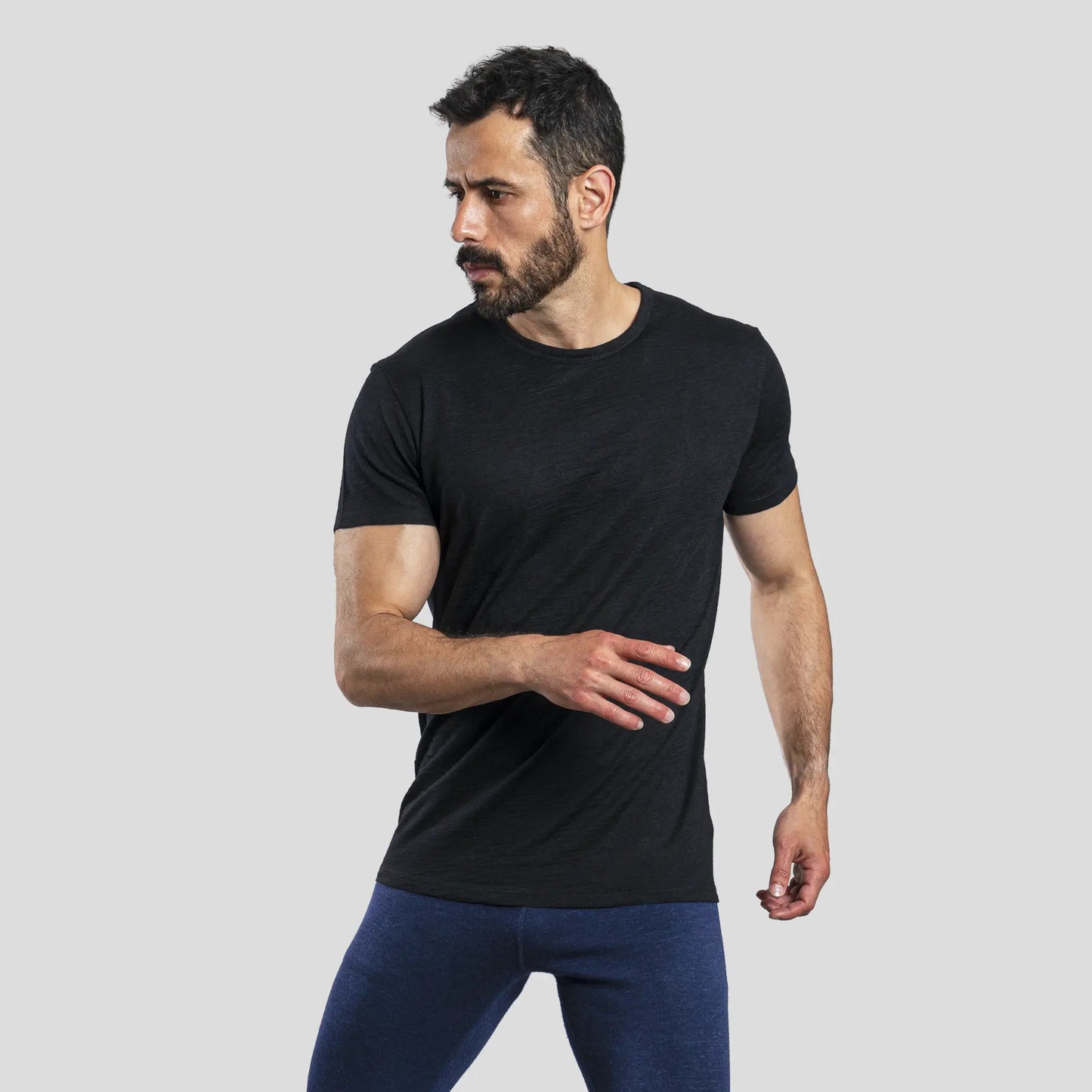 mens most sustainable crew neck tshirt color black