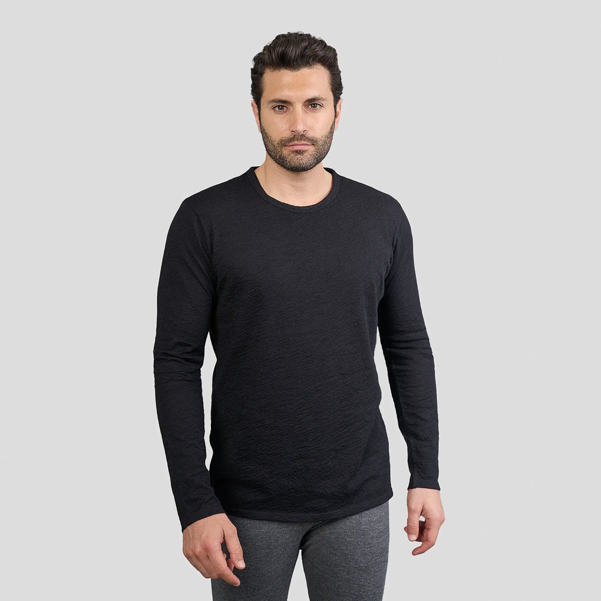 mens temperature regulate long sleeve tshirt color black