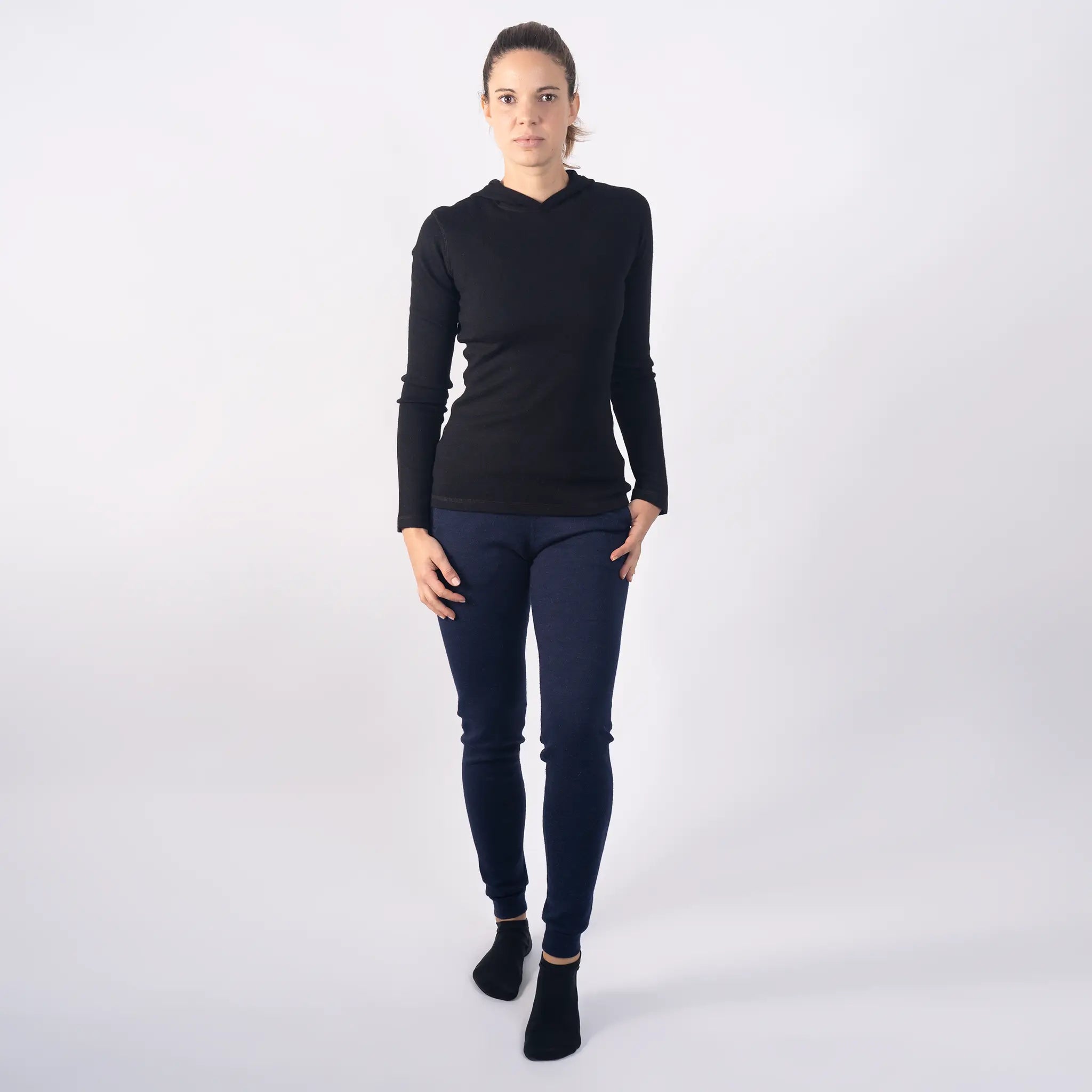 womens alpaca thin sweater hoodie active comfort lightweight color black