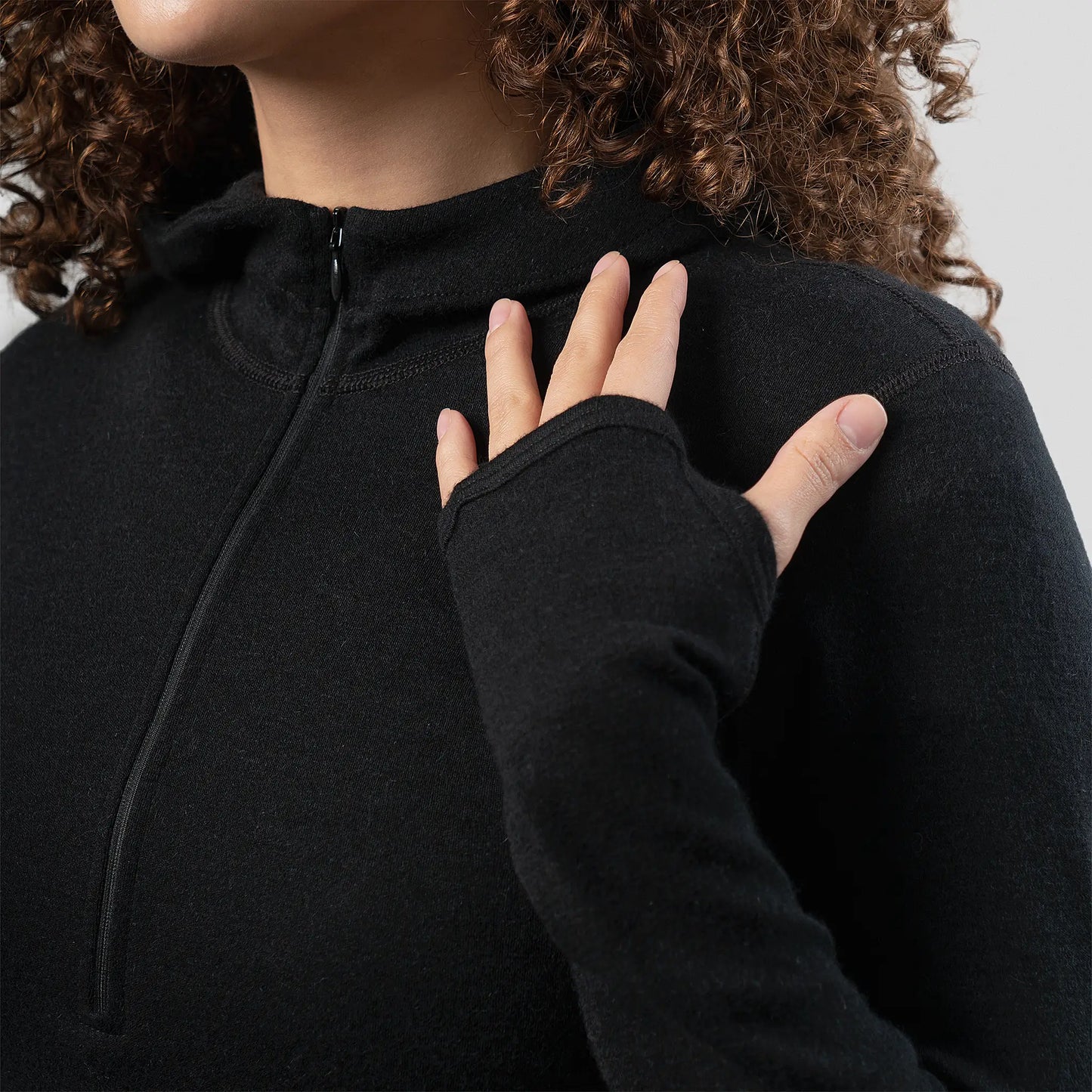womens best antibacterial baselayer hoodie halfzip color black