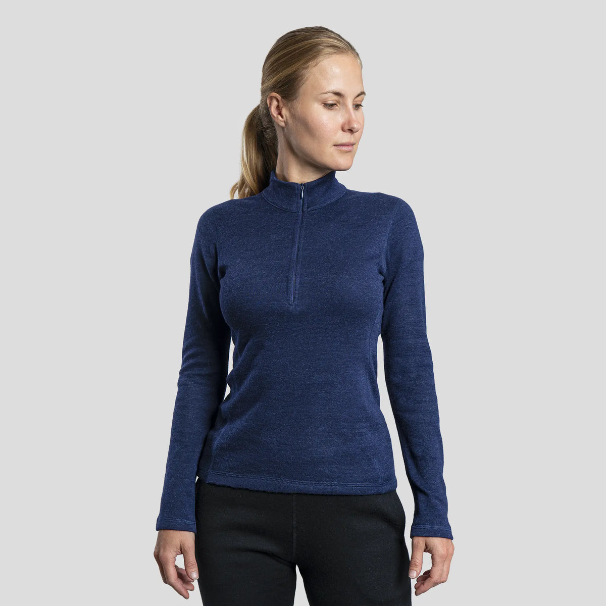 womens breathable baselayer half zip color navy blue