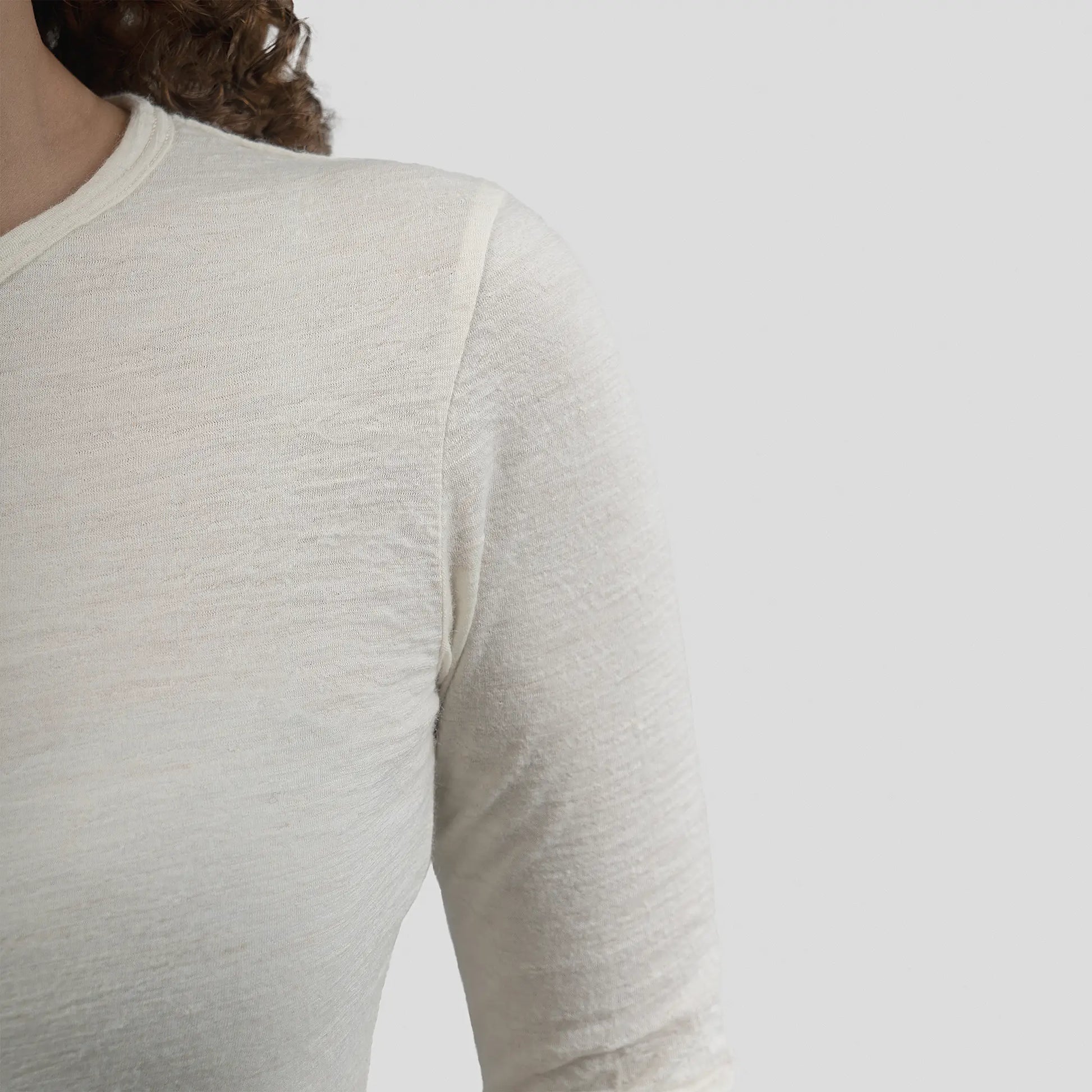 womens natural dye long sleeve shirt color Natural White