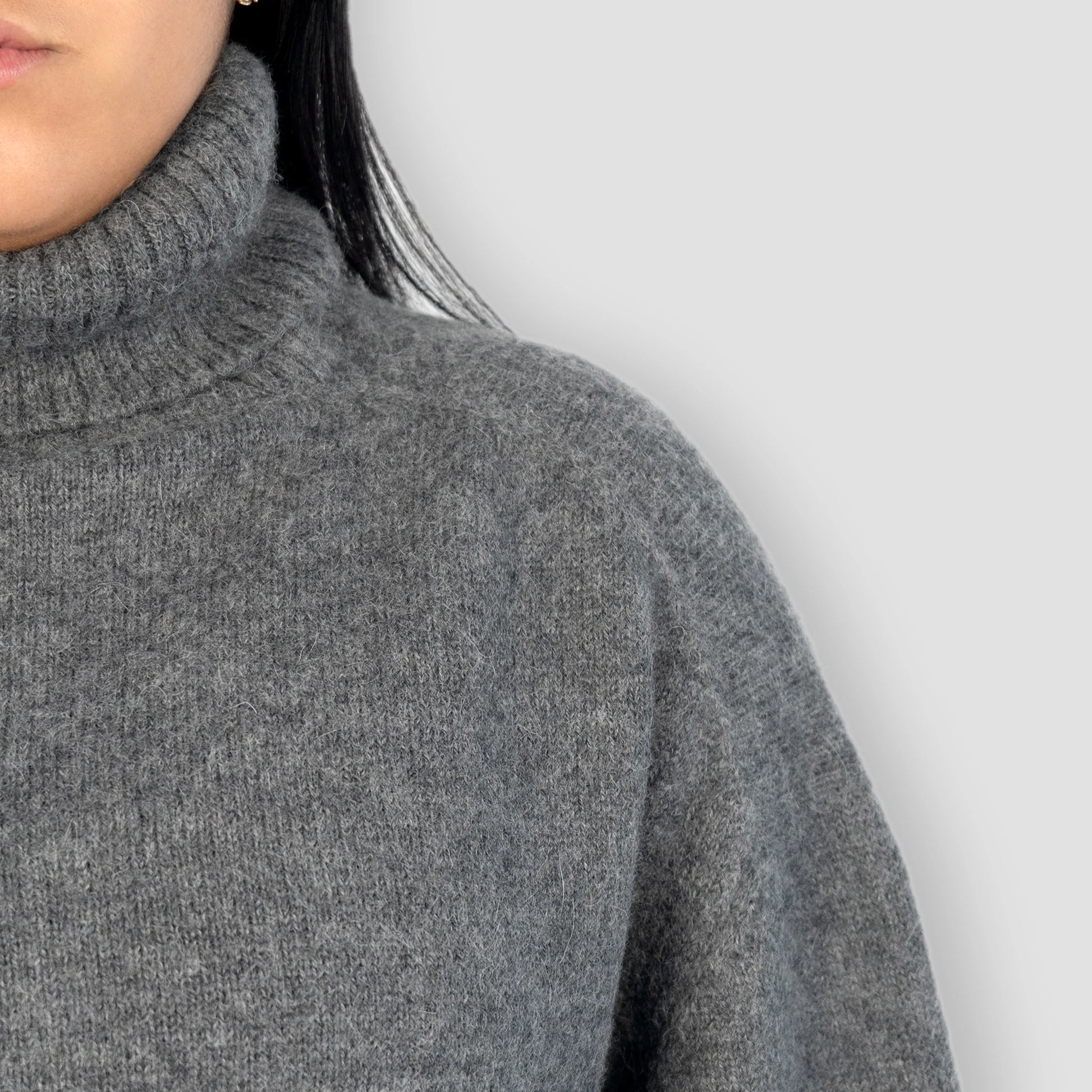 womens organic alpaca turtleneck sweater color titanium